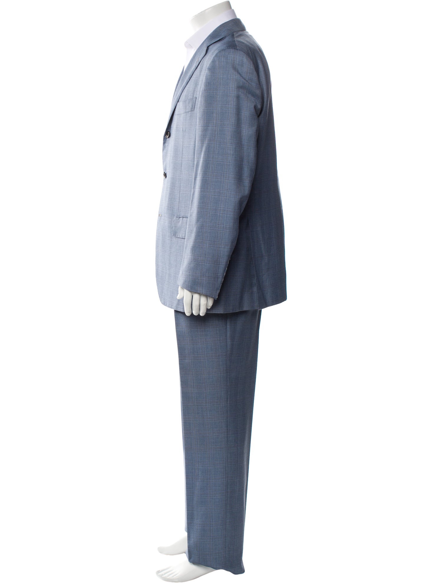 Kiton Cashmere Plaid Print Two-Piece Blazer