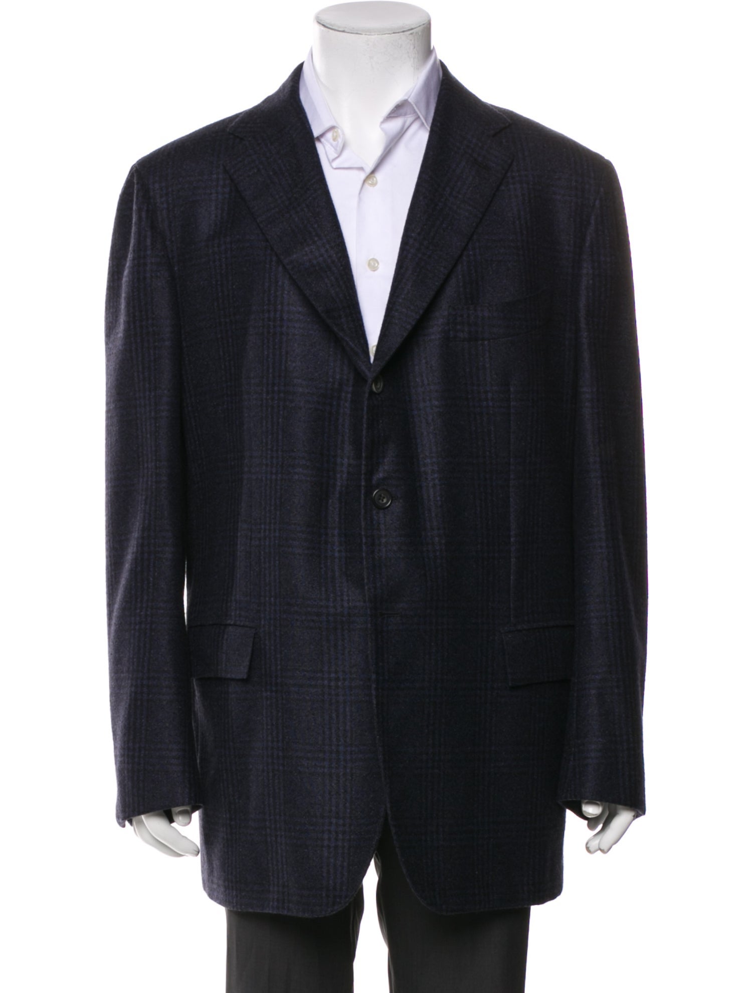 Kiton Cashmere Plaid Print Blazer