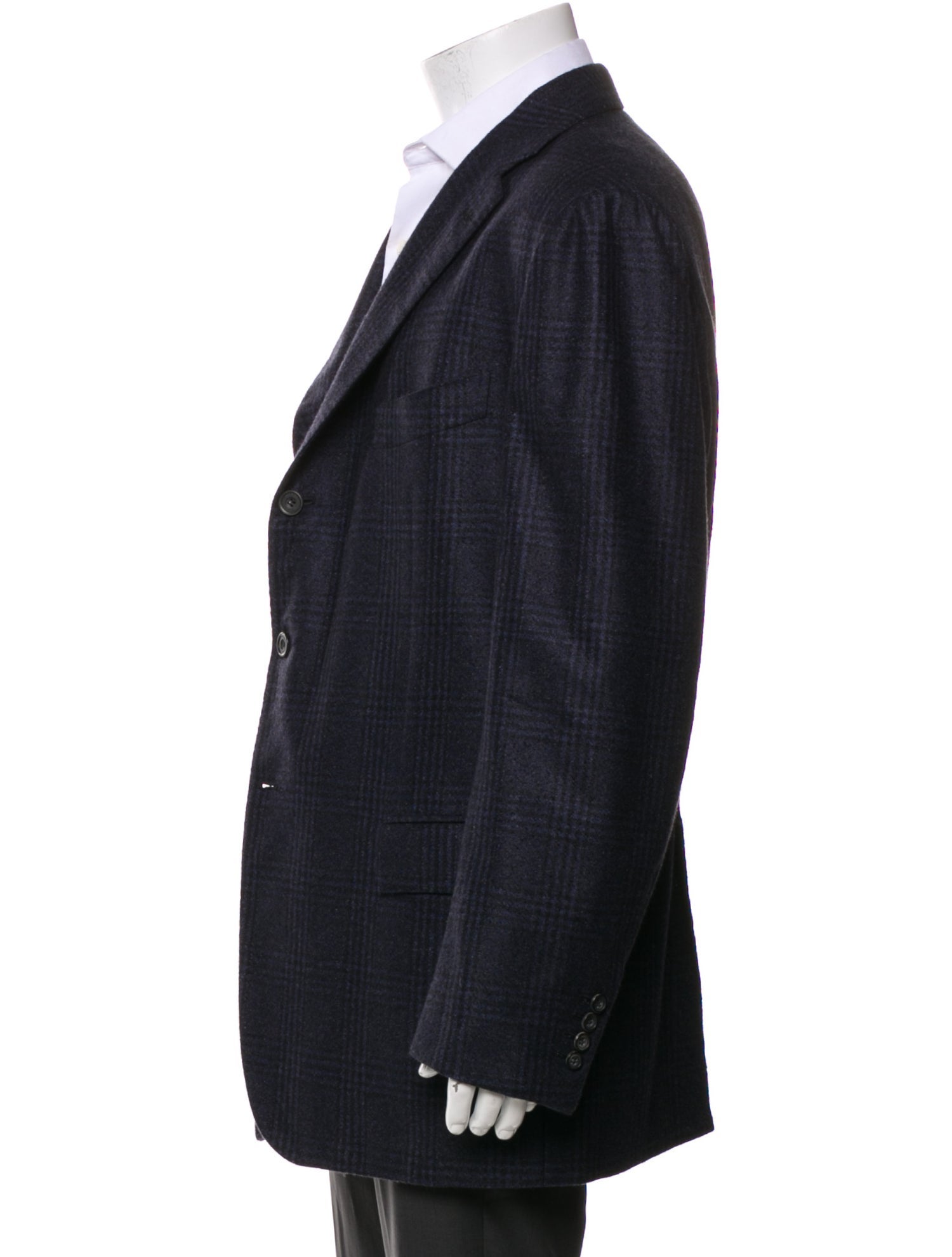 Kiton Cashmere Plaid Print Blazer