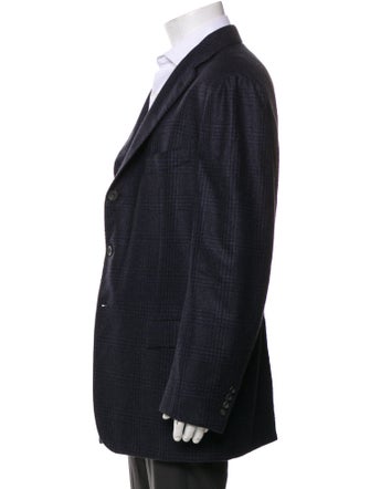 Kiton Cashmere Plaid Print Blazer