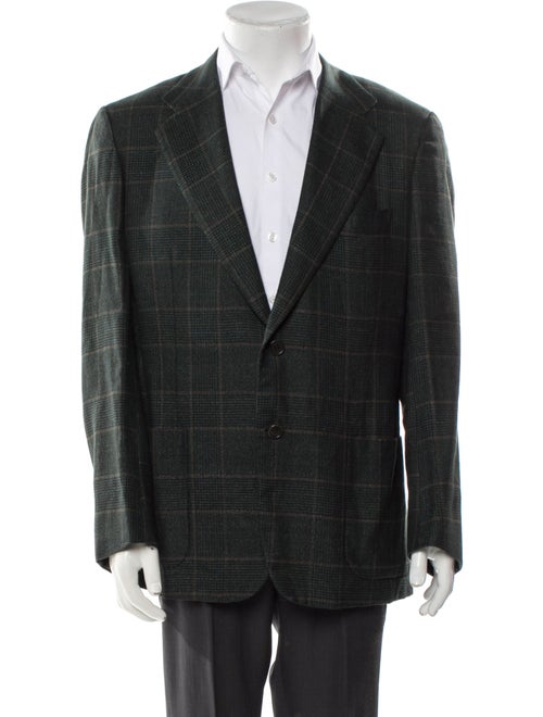 Kiton Linen Plaid Print Blazer