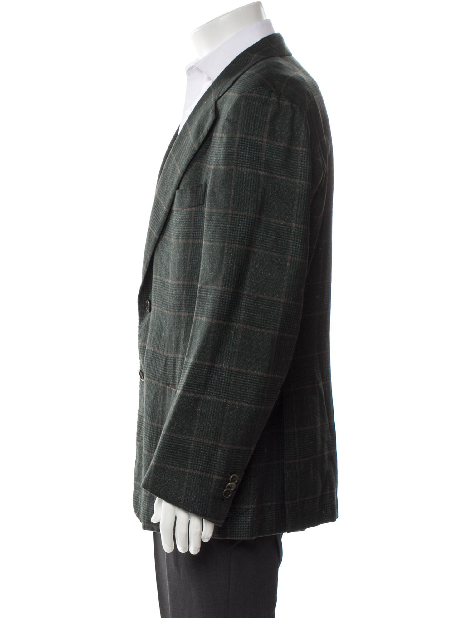 Kiton Linen Plaid Print Blazer
