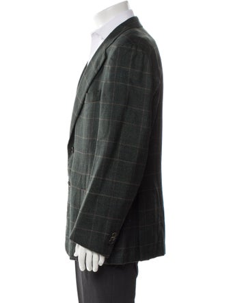 Kiton Linen Plaid Print Blazer