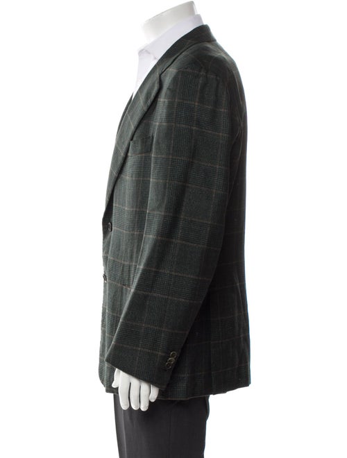 Kiton Linen Plaid Print Blazer
