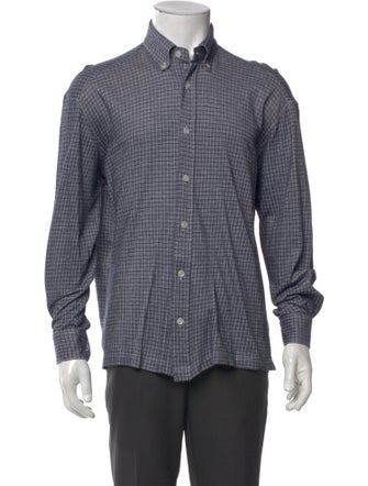 Kiton Plaid Print Long Sleeve Dress Shirt