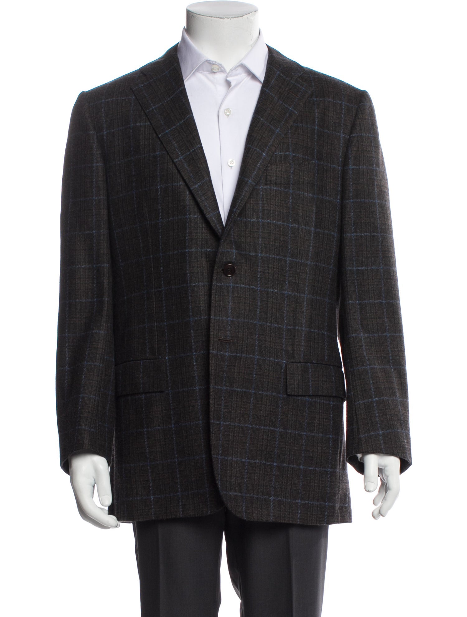 Kiton Cashmere Plaid Print Two-Piece Blazer