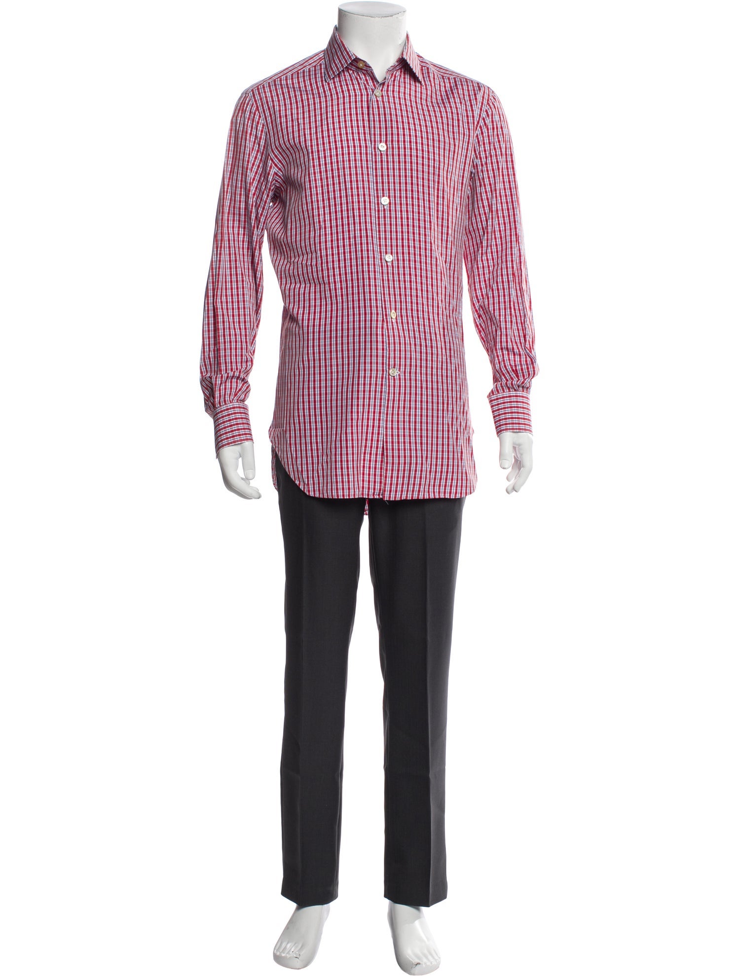 Kiton Plaid Print Long Sleeve Shirt