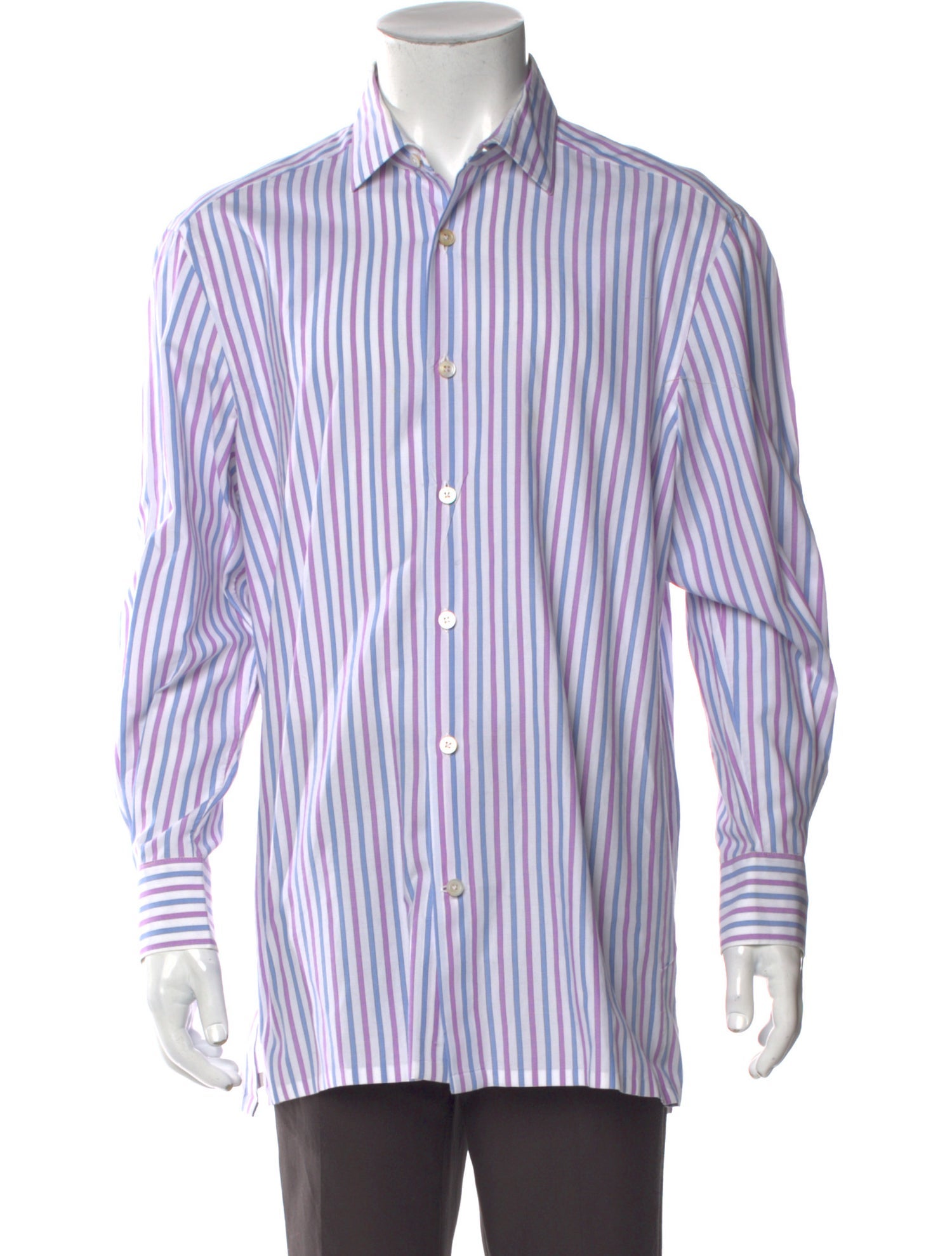 Kiton Striped Long Sleeve Dress Shirt