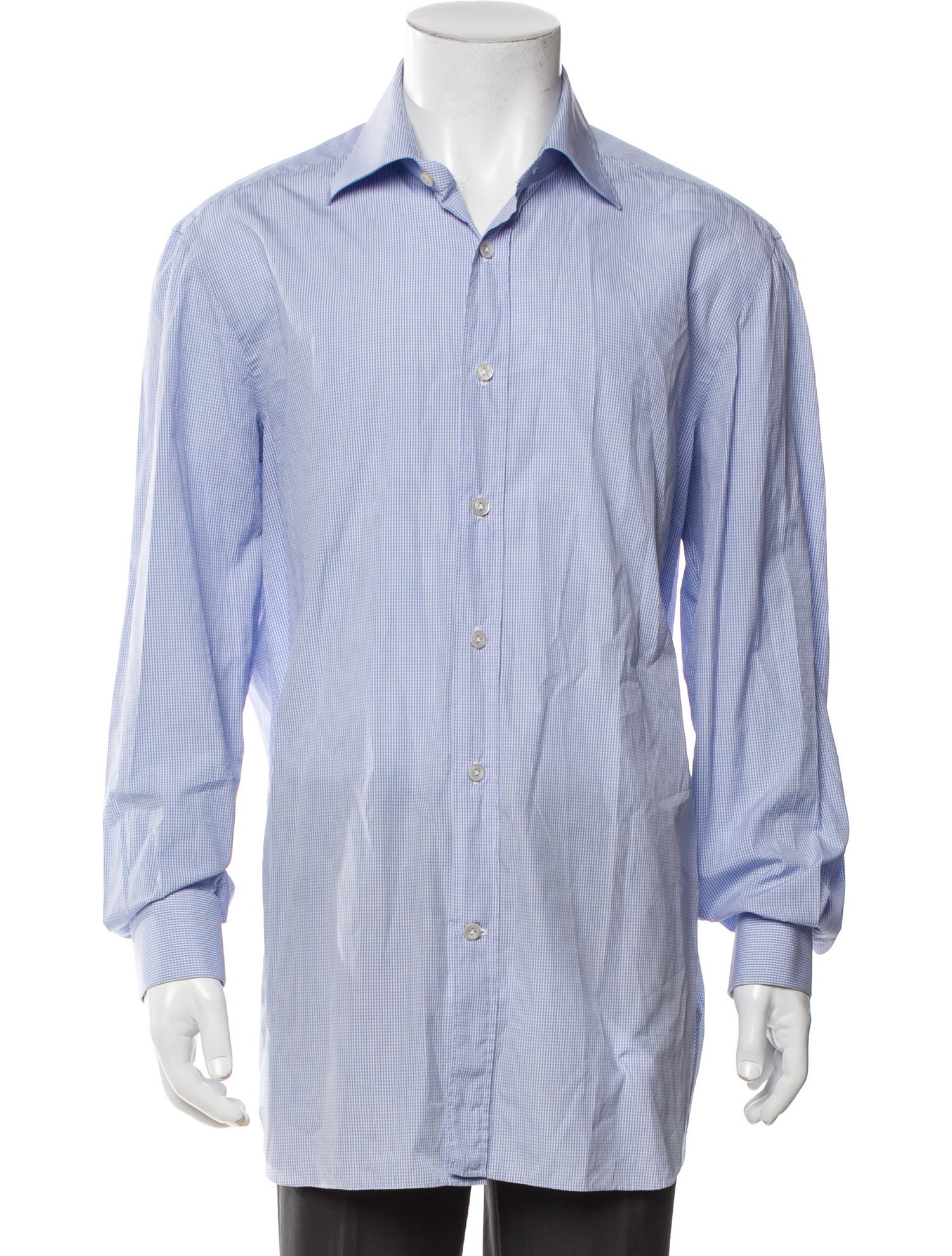 Kiton Plaid Print Long Sleeve Dress Shirt