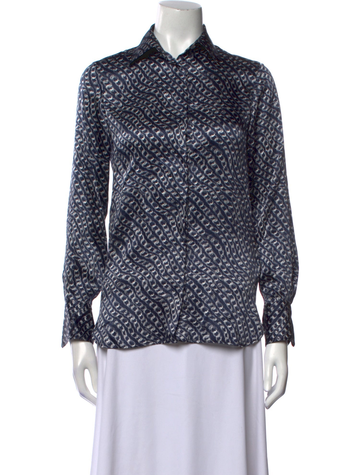 Kiton Silk Printed Button-Up Top