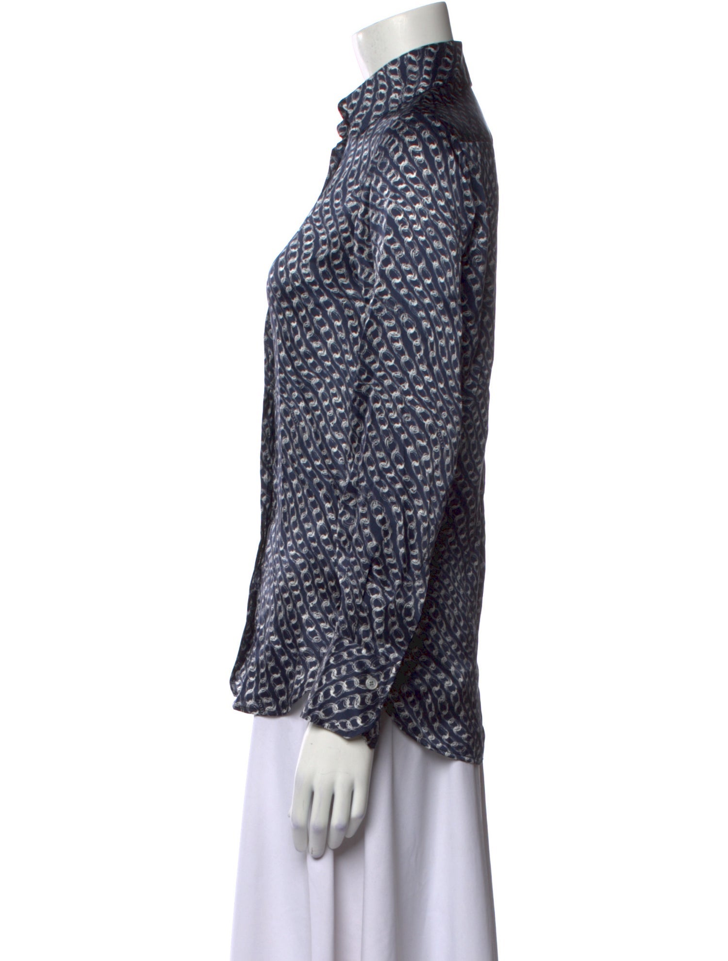 Kiton Silk Printed Button-Up Top