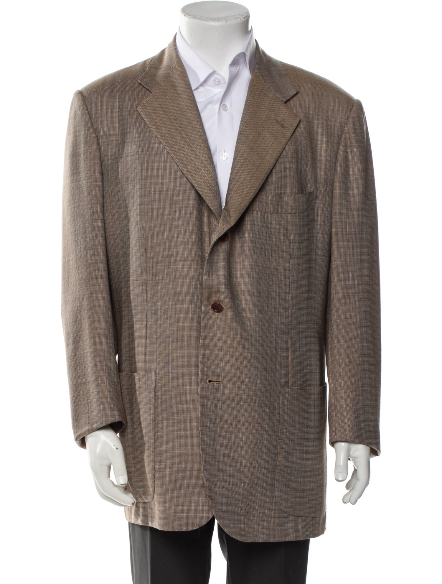 Kiton Cashmere Plaid Print Blazer