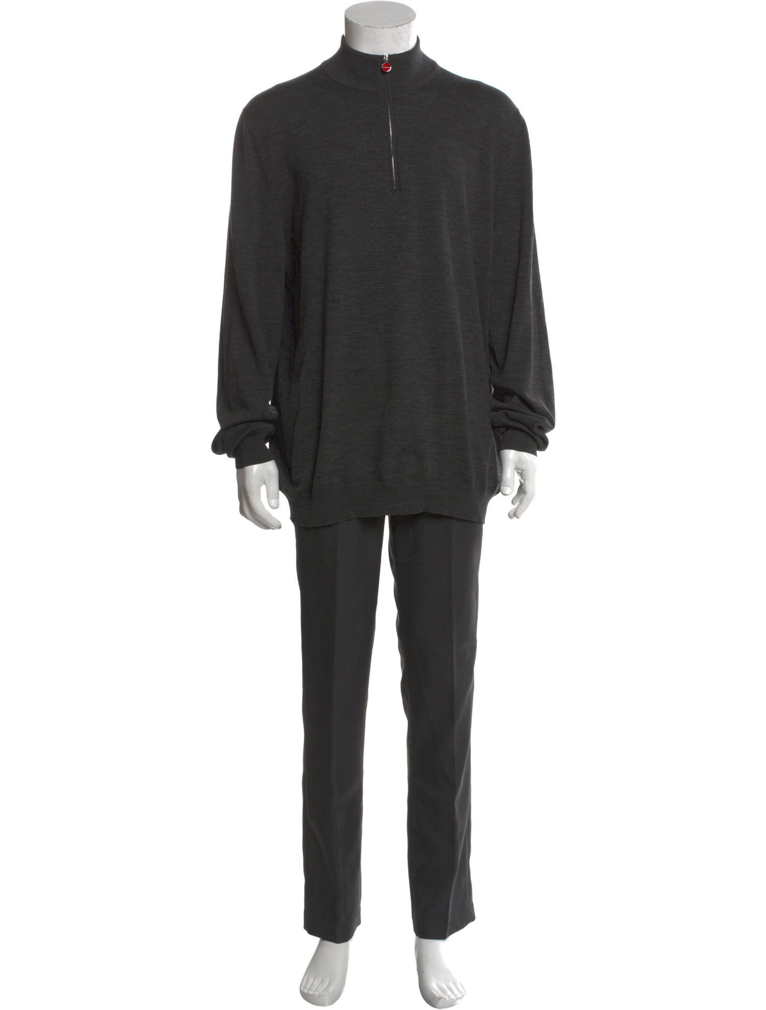 Kiton Wool Mock Neck Polo Sweater