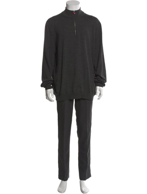 Kiton Wool Mock Neck Polo Sweater