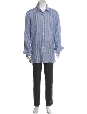 Kiton Linen Striped Dress Shirt