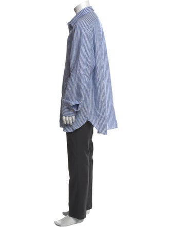 Kiton Linen Striped Dress Shirt