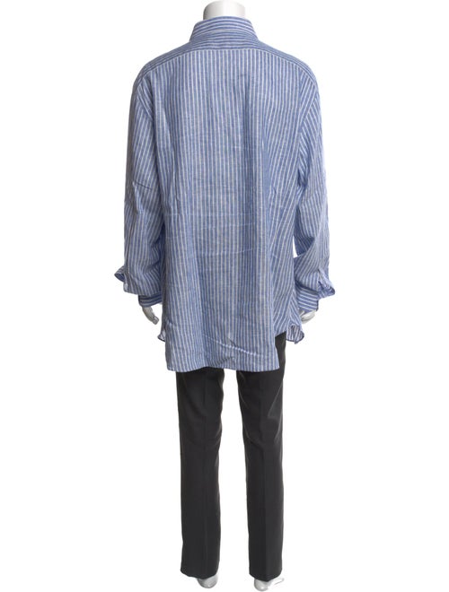 Kiton Linen Striped Dress Shirt