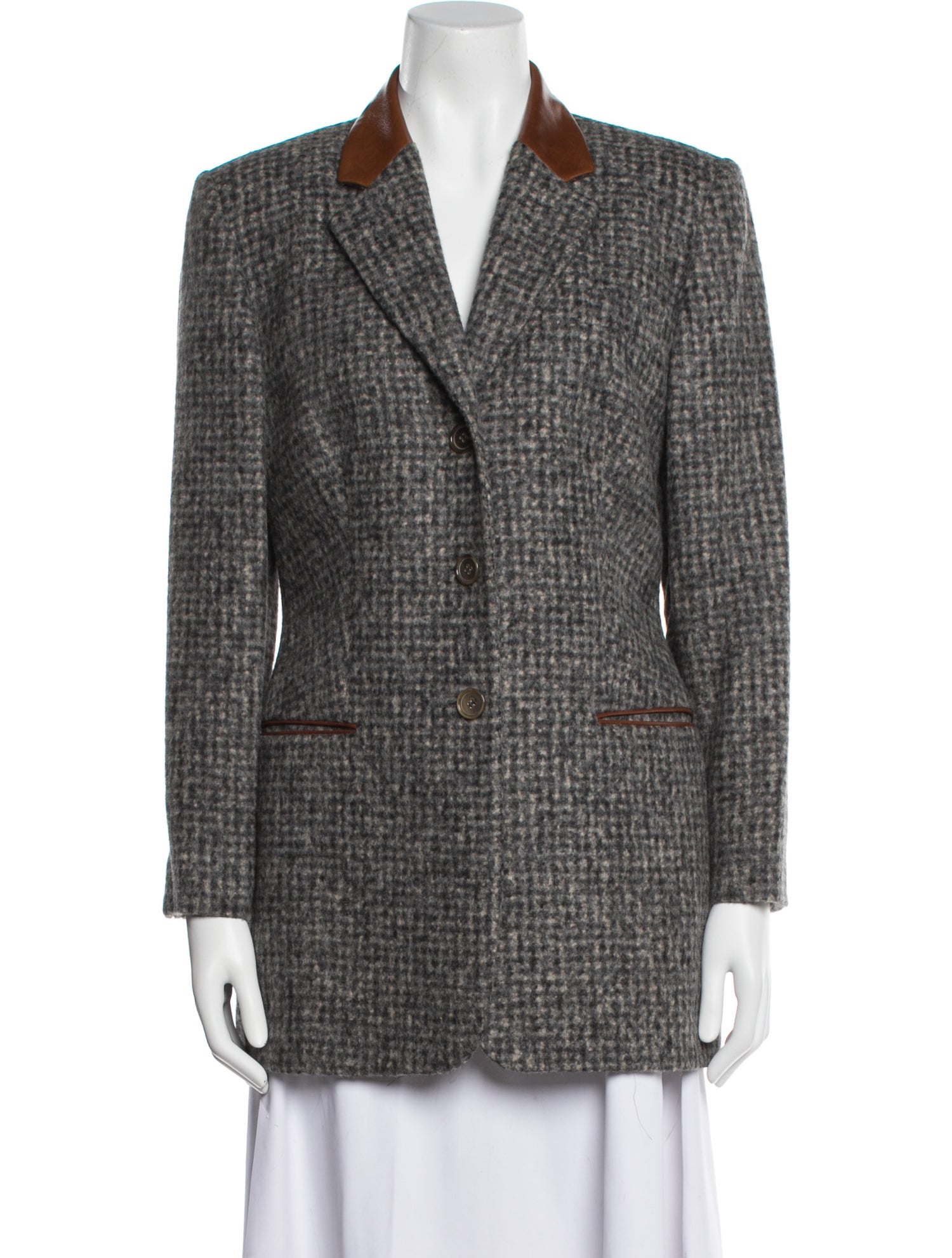 Kiton Alpaca Plaid Print Blazer