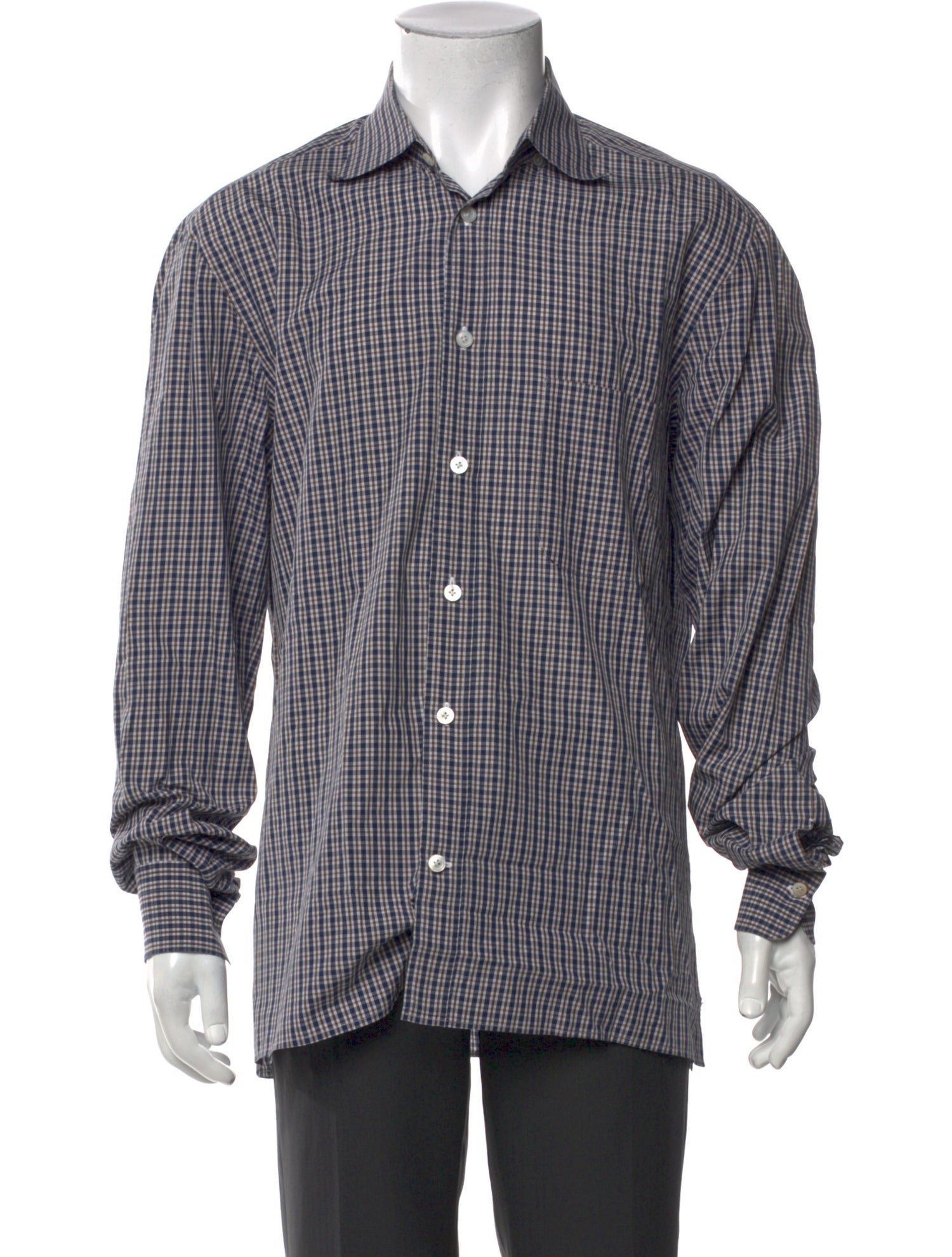 Kiton Plaid Print Long Sleeve Shirt