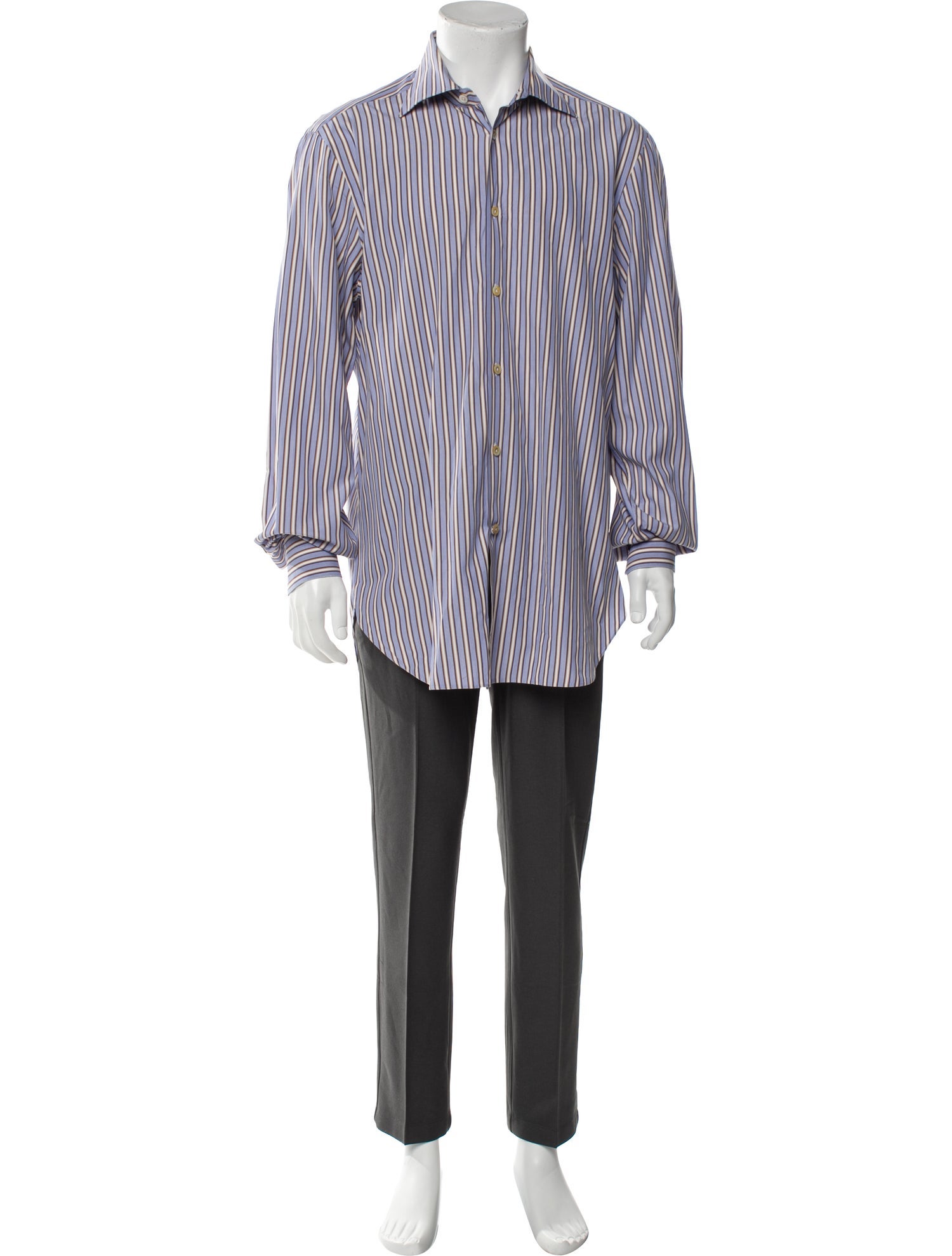Kiton Striped Long Sleeve Dress Shirt