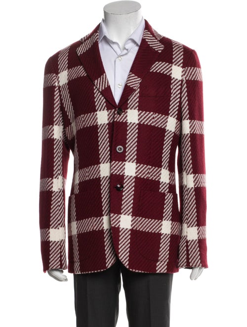 Kiton Cashmere Plaid Print Peacoat