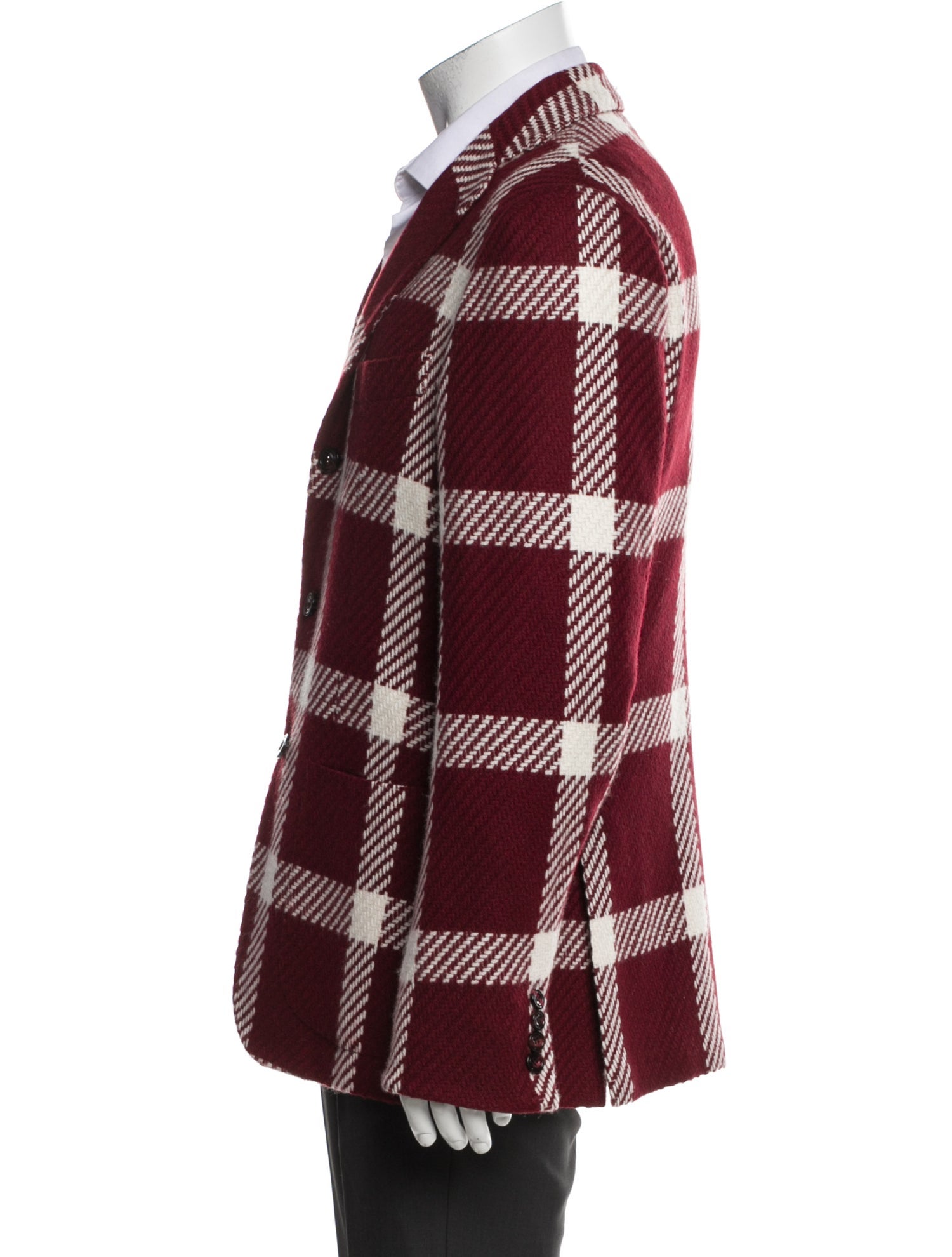 Kiton Cashmere Plaid Print Peacoat