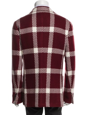 Kiton Cashmere Plaid Print Peacoat
