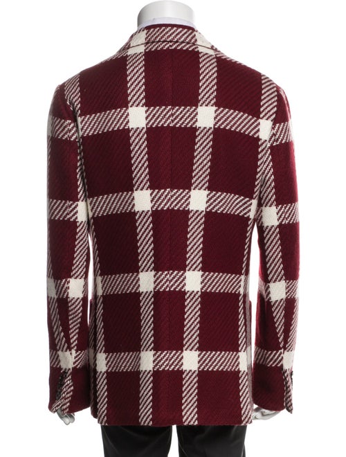 Kiton Cashmere Plaid Print Peacoat