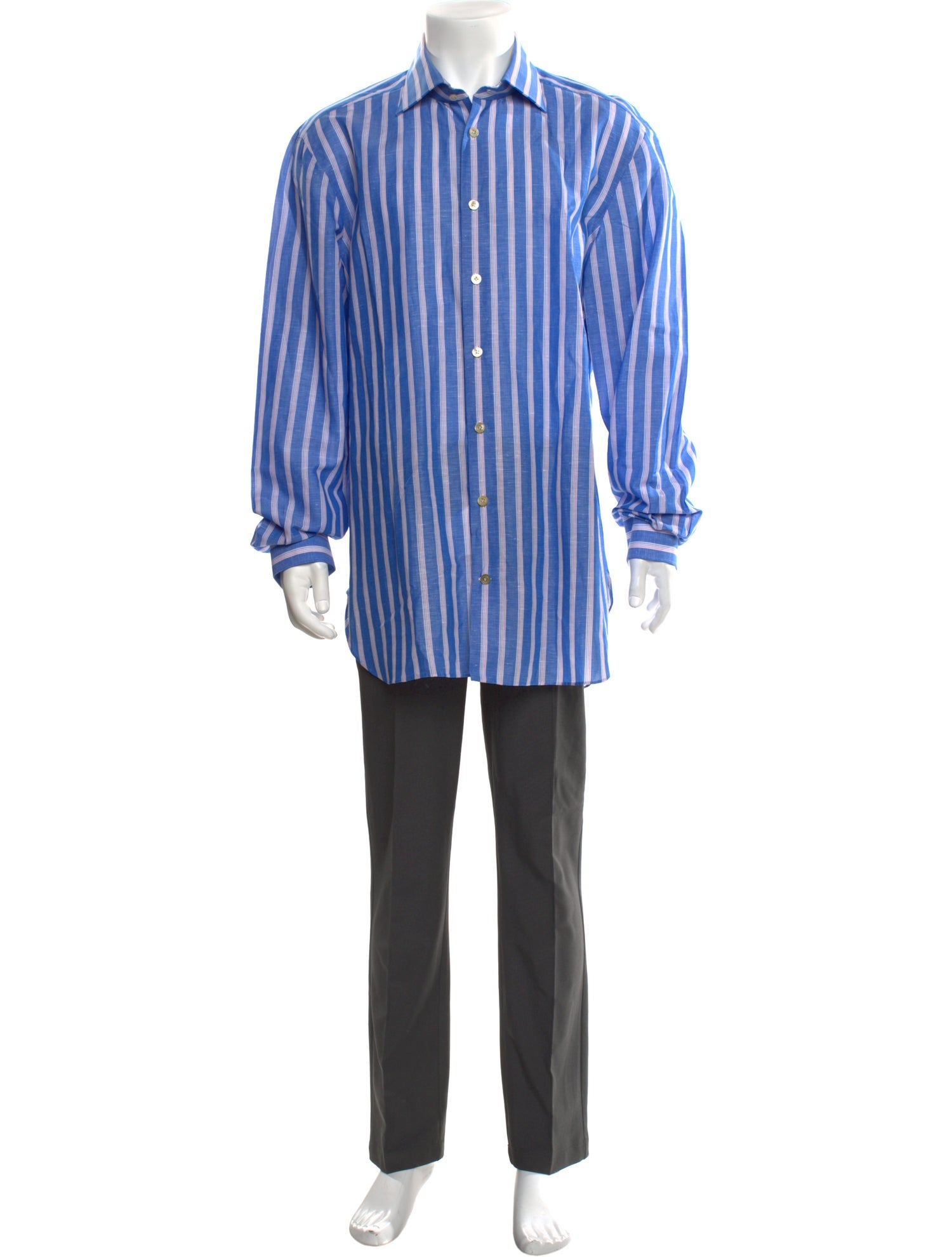 Kiton Striped Long Sleeve Dress Shirt