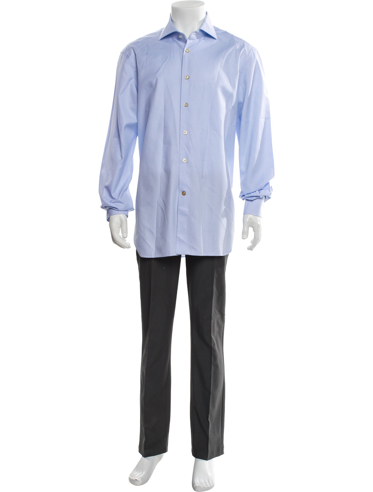 Kiton Plaid Print Long Sleeve Dress Shirt