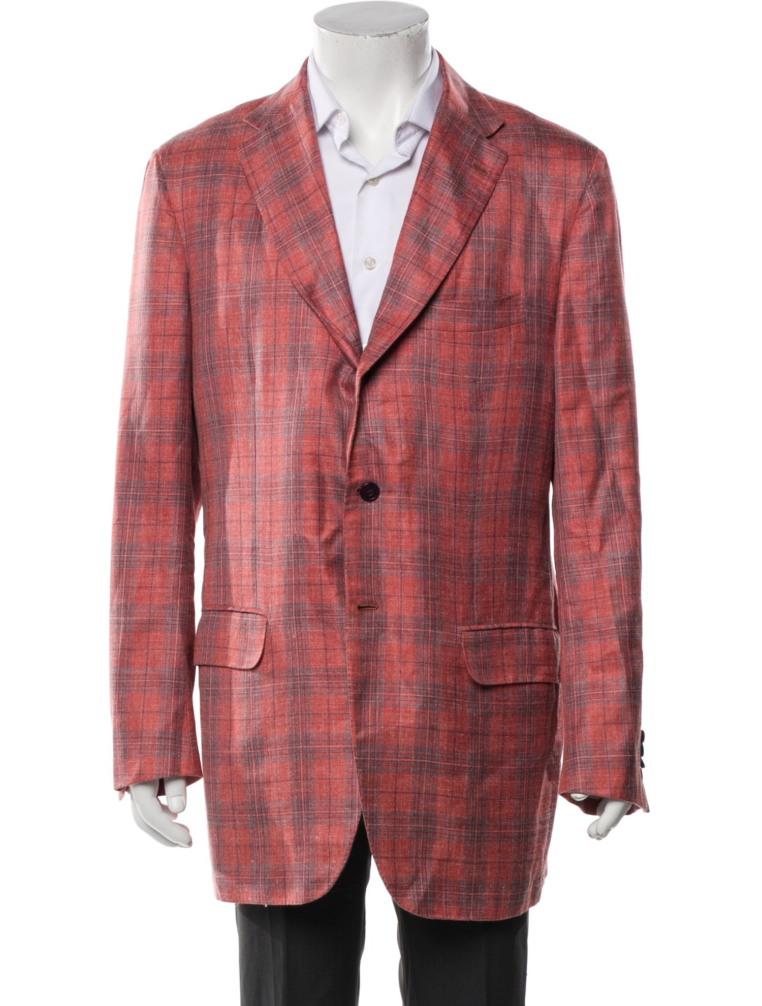 Kiton Cashmere Plaid Print Blazer