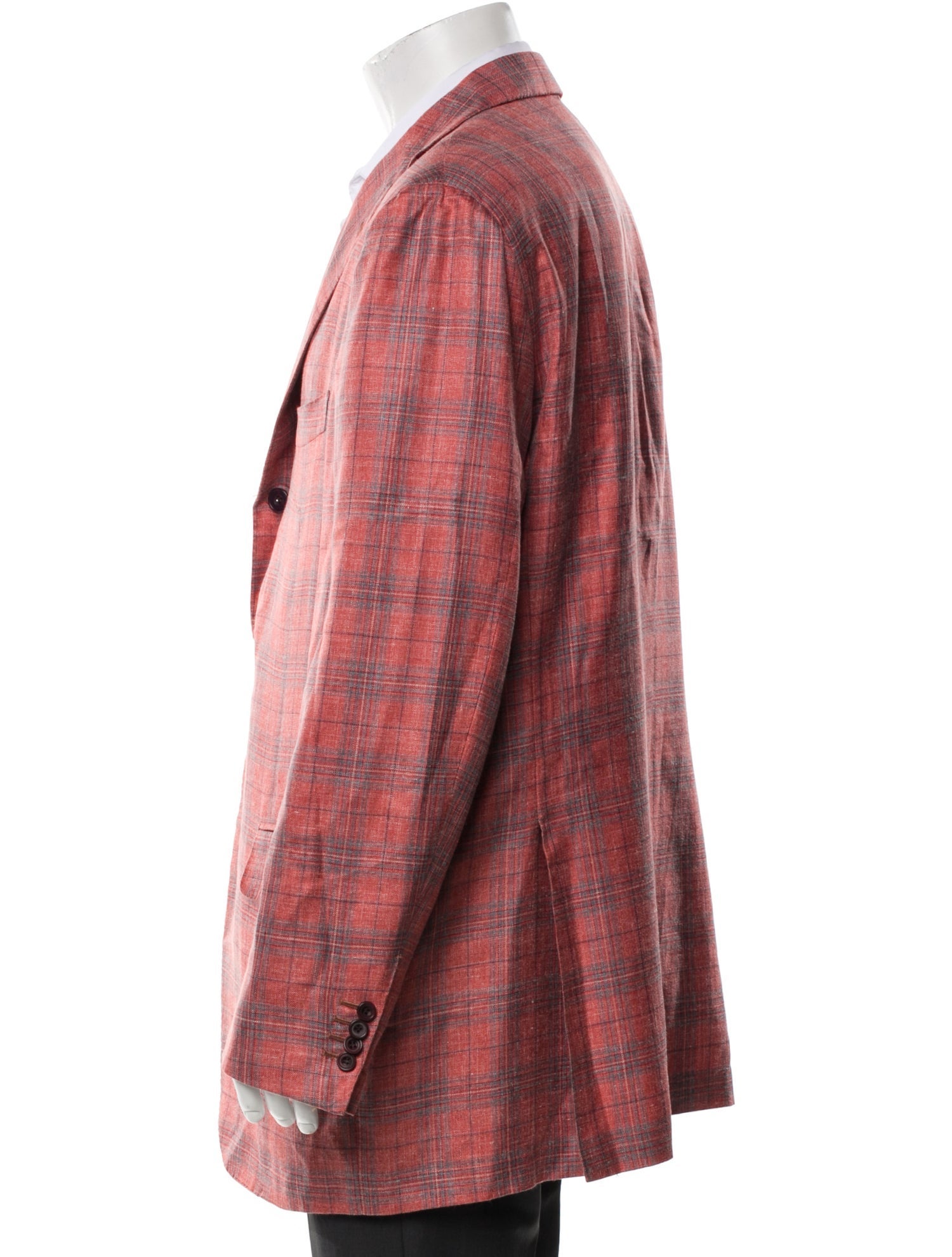 Kiton Cashmere Plaid Print Blazer