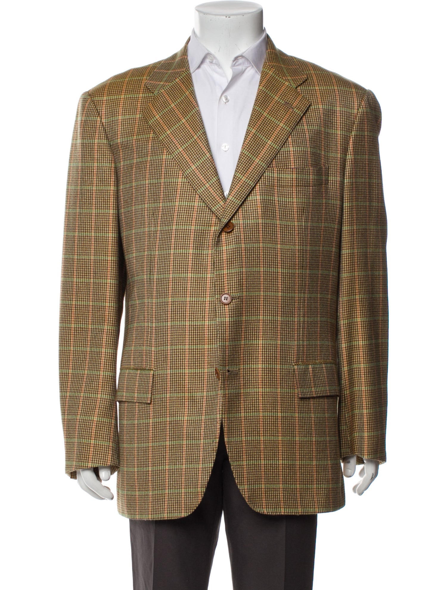 Kiton Cashmere Plaid Print Blazer