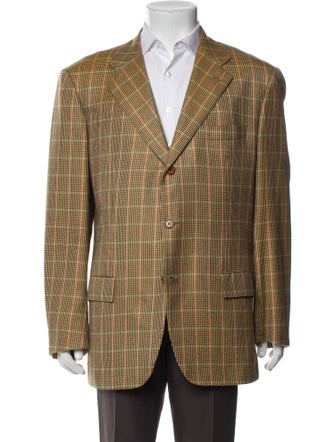 Kiton Cashmere Plaid Print Blazer