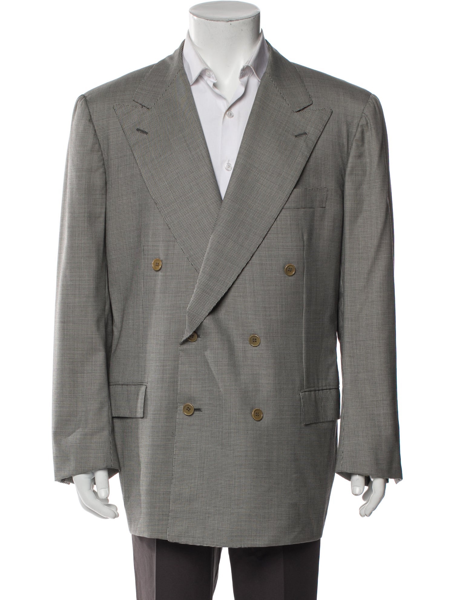 Kiton Wool Houndstooth Print Blazer