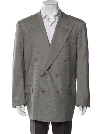 Kiton Wool Houndstooth Print Blazer