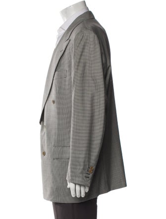 Kiton Wool Houndstooth Print Blazer