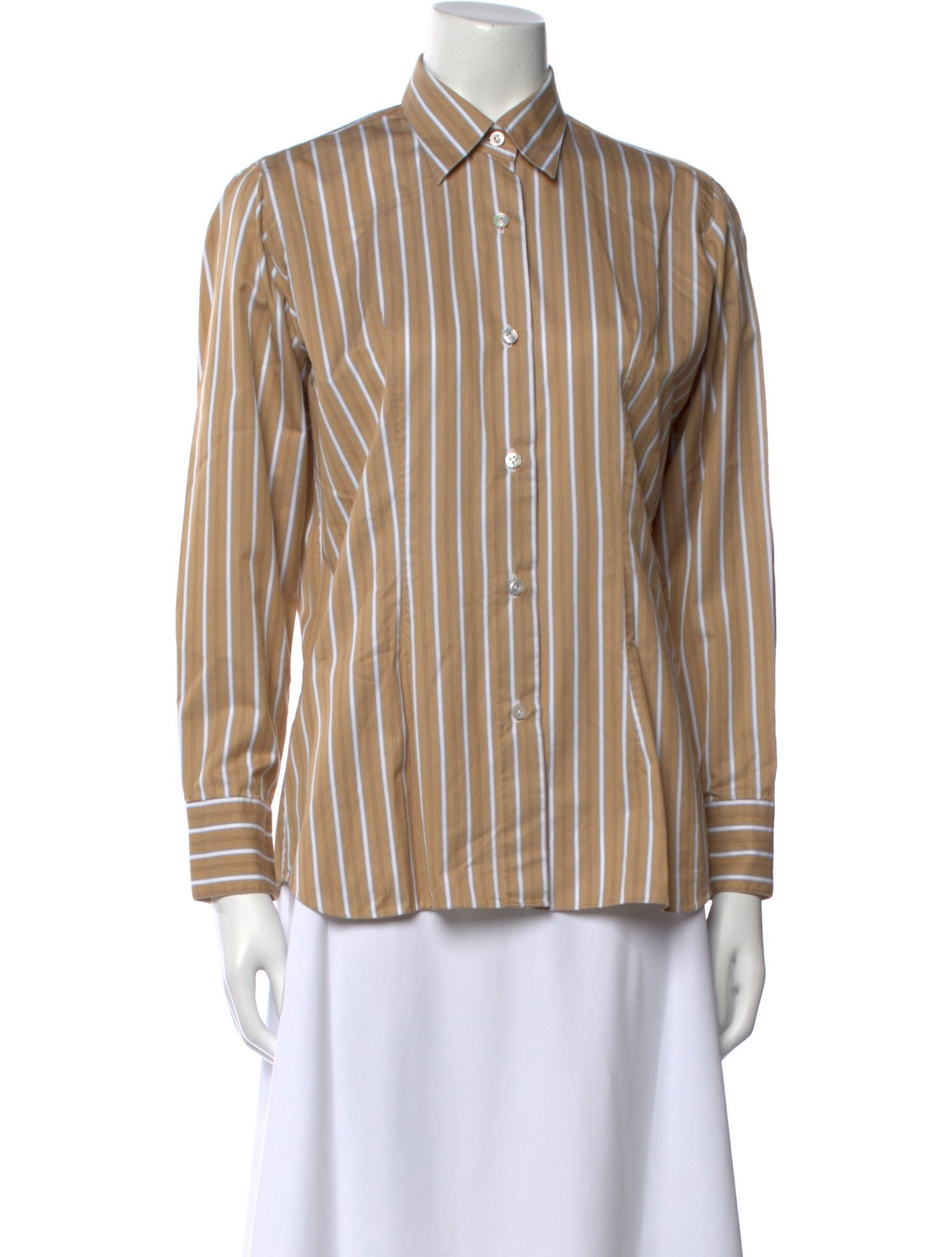 Kiton Striped Long Sleeve Button-Up Top
