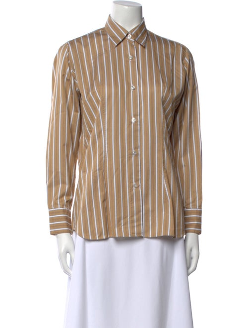 Kiton Striped Long Sleeve Button-Up Top