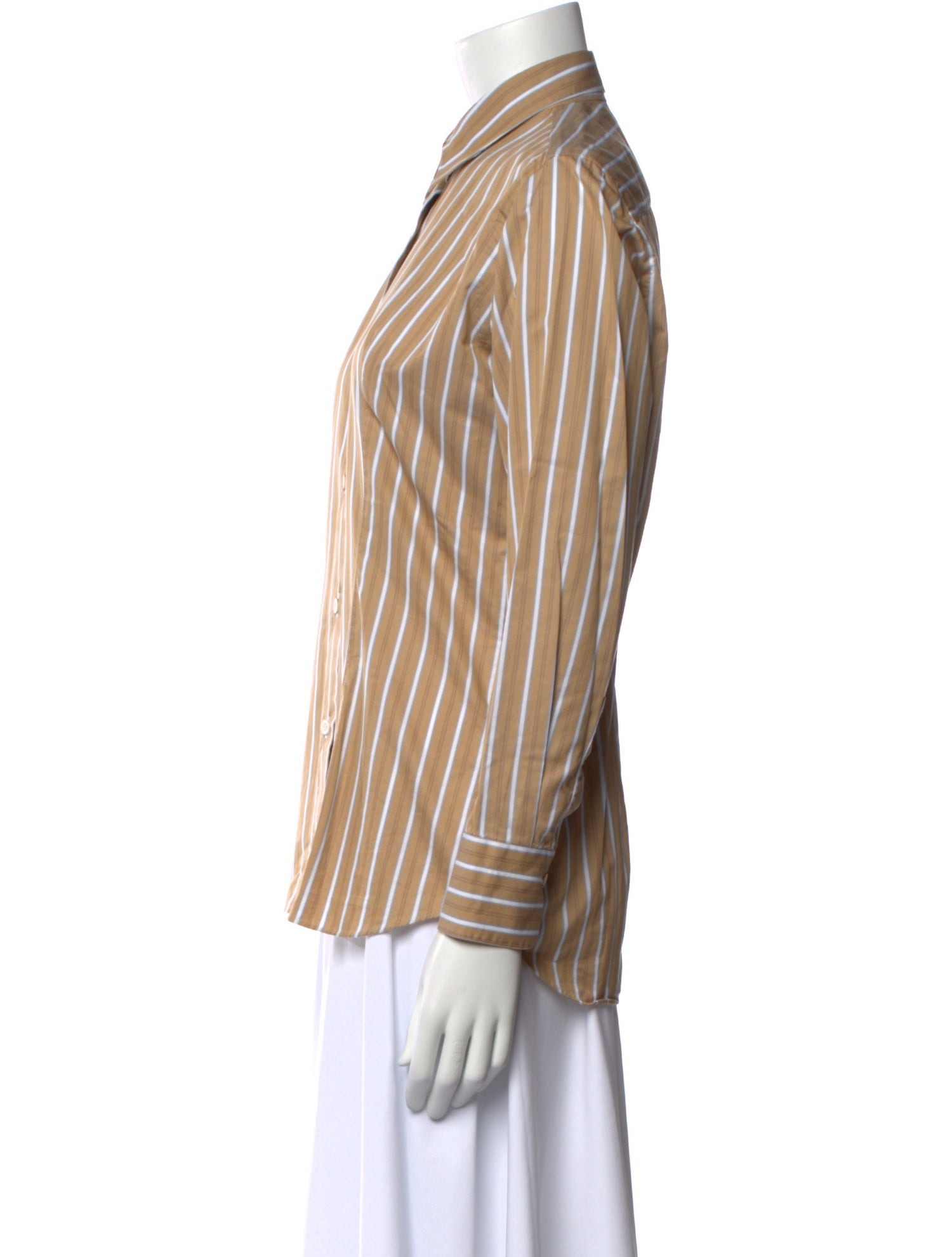 Kiton Striped Long Sleeve Button-Up Top