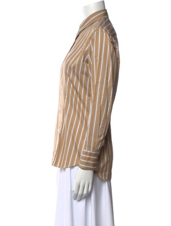 Kiton Striped Long Sleeve Button-Up Top
