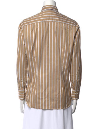 Kiton Striped Long Sleeve Button-Up Top