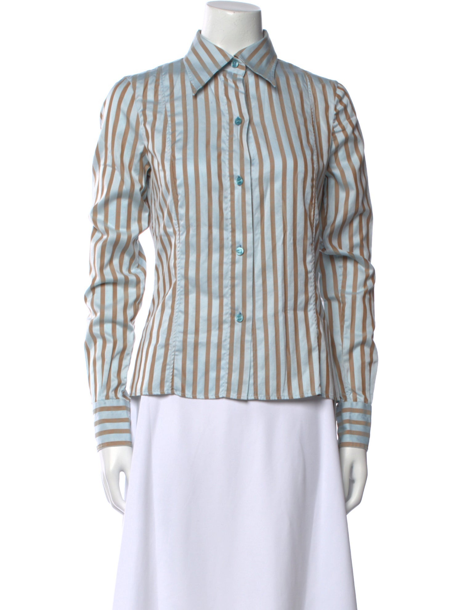 Kiton Striped Long Sleeve Button-Up Top