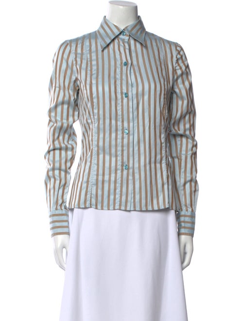 Kiton Striped Long Sleeve Button-Up Top