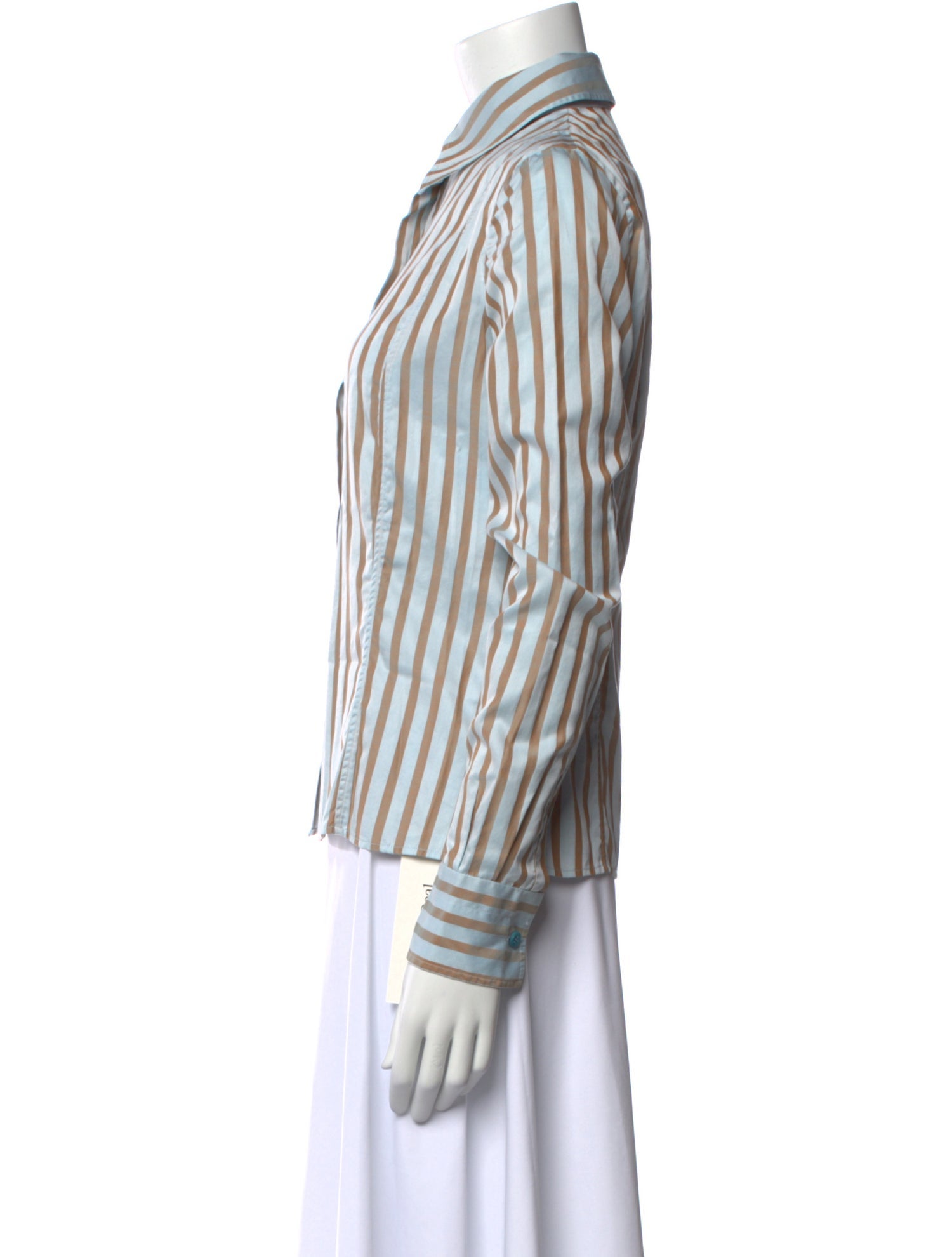 Kiton Striped Long Sleeve Button-Up Top