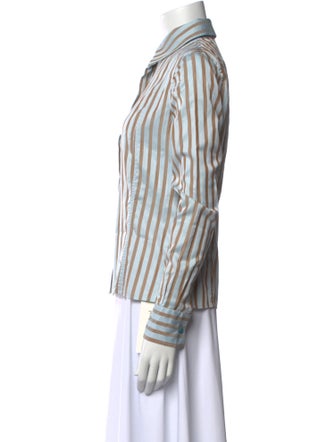 Kiton Striped Long Sleeve Button-Up Top