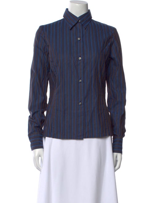 Kiton Striped Long Sleeve Button-Up Top