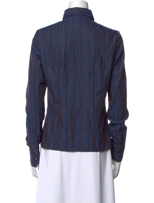 Kiton Striped Long Sleeve Button-Up Top