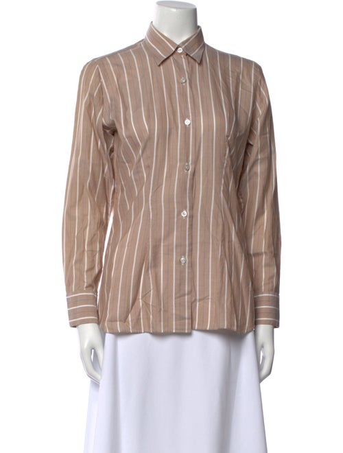 Kiton Striped Long Sleeve Button-Up Top
