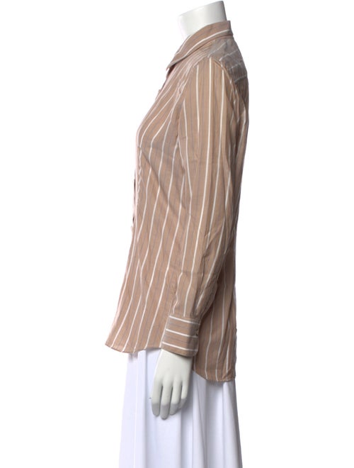 Kiton Striped Long Sleeve Button-Up Top